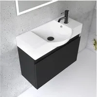 Alpenberger Badmöbel-Set Waschbecken mit Unterschrank 55 cm Breit, (Badezimmermöbel Waschtisch, Badschrank Schmal), Waschbeckenunterschrank mit Softclose