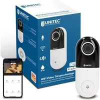 UNITEC Smart Home Türklingel WLAN Video Türsprechanlage mit HD Kamera (Außenbereich, Set, Komplett-Set Sprechanlage mit Kamera und Gong, Set Smart Türklingel WiFi Aufputz Klingel mit App 1080p Full HD)