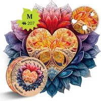 MagicHolz Puzzle Blühendes Herz Mandala Holzpuzzle (2D), 297 Puzzleteile