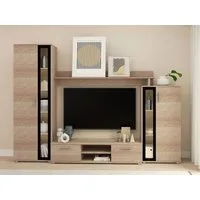 MIRJAN24 Wohnwand Bentley, (4er-Set, TV-Lowboard, Hochvitrine, Wandregal, Vitrine), Praktische Anbauwand mit viel Stauraum