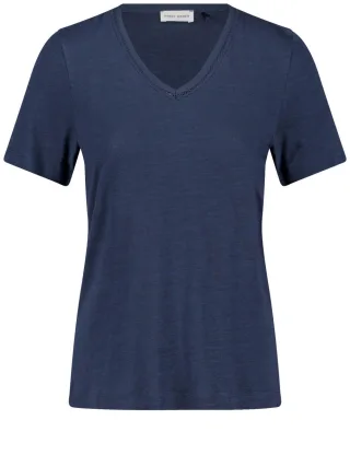 GERRY WEBER Collection - T-Shirt aus Viskkose-Leinen-Mischung blau - Gr. - 38