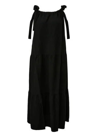 Q/S designed by - Maxikleid aus Leinenmix schwarz - Gr. - 36