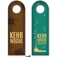 speecheese Dekohänger Kehrwoche oder erledigt Türhänger in braun grün Treppenhaus putzen