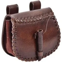 Battle Merchant Ritter-Kostüm Kleine Gürteltasche braun, aus Leder