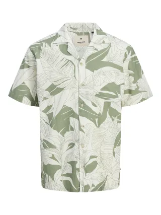 JACK&JONES - JPRBLUBAHAMAS PRINT RESORT S/S SHIRT LN hedge green - Gr. - S