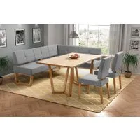 OTTO home Eckbankgruppe Ponza Eckbank Küchenbank, (Set, 4-tlg), Sitzgruppe Esszimmer Stühle Tisch und Bank bequem gepolstert