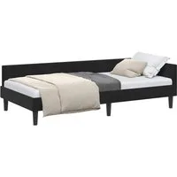 vidaXL Bett Eckbettgestell mit Kopfteil Schwarz 100 cm x 200 cm Samt (1-tlg)