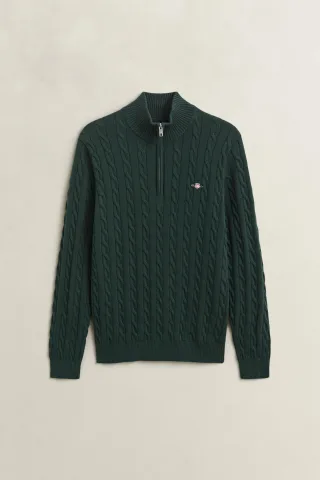 GANT - Zopfstrick Troyer aus Baumwolle tartan green - Gr. - XXXL