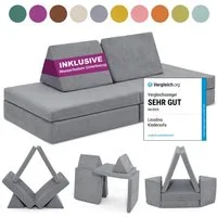 Linodino Kindersofa Spielsofa I aus Schaumstoff Bausteine I Spielcouch für Kinder, Wasserfeste Unterbezüge, Waschbare Chenille Bezüge 30°