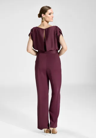 SWING - Jumpsuit aus Material-Mix merlot red - Gr. - 34