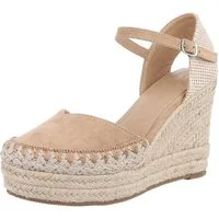 Ital-Design Damen Keilabsatz-Sandalen mit Jute-Detail Plateaupumps (89368756) Keilabsatz/Wedge Keilsandaletten in Hellbraun