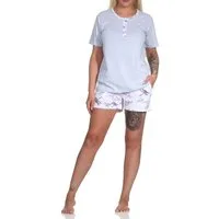 Normann Pyjama Damen kurzarm Schlafanzug Shorty Pyjama in floralem Alloverprint