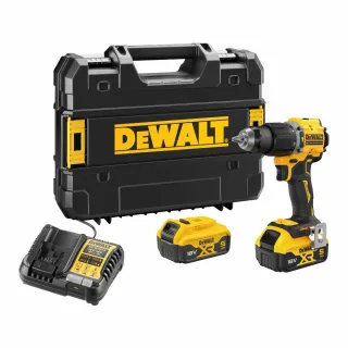 DEWALT 18V Akku-Schlagbohrschrauber bürstenlos mit 2 x Akkus (18 Volt / 5 Ah) und System-Schnellladegerät - DCD799P2T-QW