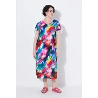 Ulla Popken Jerseykleid Jerseykleid V-Ausschnitt Schulter-Raffband