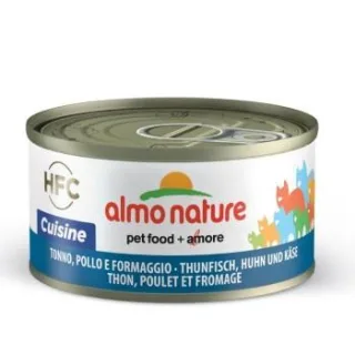 Almo nature HFC Natural Nassfutter Katze Thunfisch, Huhn und Käse 24x70 g