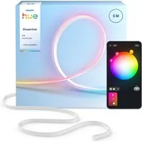 Philips Hue LED-Streifen Essential Flex Gradient LED-Streifen RGBIC farbfähig, lebendige Farben, flexible Innenbeleuchtung, komp. mit gängigen Smart-Home-Assistenten