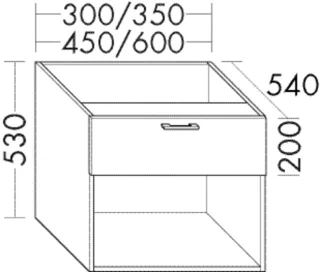 Burgbad Unterschrank Sys30 PG2 Echo 520x450x540 Eiche Dekor Rost, WVII045F3810 WVII045F3810