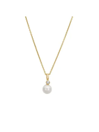 Lyomi Anhänger mit Kette 585/- Gelbgold synth. Diam. 0,07ct. Perle