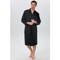 OTTO home Unisex-Bademantel Vanessa, ideal für Sauna & Spa, Hotelbademantel, Morgenmantel, Langform, Baumwolle, Kimono-Kragen, Gürtel, Taschen, Damen & Herren, Waffelpiqué, sehr leichte Qualität, S-3XL