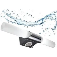 B.K.Licht Wandleuchte LED Spiegelleuchte Wandlampe modern 2 flammig IP20 - BKL1021, LED fest integriert, 3000K - Warmweiß, 230V inkl. 2x 5W 470lm E14 Badezimmer-Leuchte 3000K Chrom-Glas