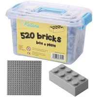 Katara Bausteine Box-Set mit 520 Steinen + Platte + Box Konstruktionsspielsteine, (3er Set), Hell Grau, 100% Kompatibel Sluban, Papimax, Q-Bricks, LEGO®