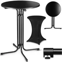 VESKA Stehtisch Ø 80cm inkl. Husse, Gastro Bistrotisch (klappbar Indoor & Outdoor, höhenverstellbare Füße, Klapptisch rund), Partytisch, Empfangstisch, Gartentisch wetterfest