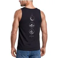 Neverless Tanktop Tanktop Herren mit Grafik-Print - Berg Mond Welle - Trägershirt mit Print