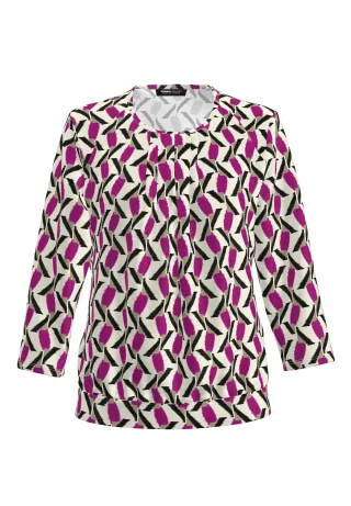 FRANK WALDER - Blusenshirt NOS mit in lässiger Passform sandstone/french fuchsia/schwarz - Gr. - 44