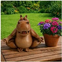 Online-Fuchs Gartenfigur für draußen - chilliges Nilpferd in Yoga Position - Deko Figuren, (für Yoga-Fans und Gartenliebhaber, wetterfest), aus hochwertigem Kunstharz gefertigt - für den Innen- und Außenbereich