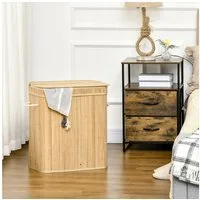 HOMCOM Wäschekorb 90 L Wäschesammler mit Griffen, herausnehmbarer Wäschesack (Wäschebox, 1 St., Wäschetonne), für Waschküche Schlafzimmer Badezimmer Natur