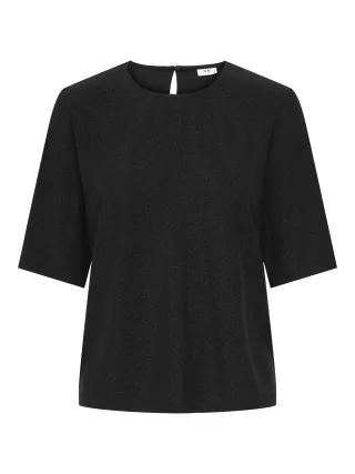 JDY - JDYANNI S/S LOOSE O NECK TOP JRS DIA Black - Gr. - L