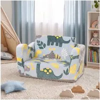 Jiexi Kindersofa Kindersofa ausklappbar Lammvlies Kindersessel Leuchtend Dino