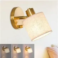Lapalife LED Wandleuchte LED Wandlampe Innen Dimmbar mit Schalter, Drehbare Wandleuchte, Beiger Leinenschirm, E27 Fassung 40W, für Schlafzimmer Wohnzimmer Flur