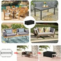 ibettertec Gartenmöbel-Schutzhülle Gartenmöbel Abdeckung Wasserdicht Outdoor, 420D Oxford Abdeckhaube (Tischabdeckung Winterfest Abdeckplane Gartenmöbel), für Gartentische Terrassenmöbel, Regenschutz und Staubfest, Rechteckig