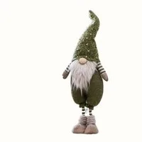 Home-trends24.de Dekofigur XXL Wichtel Figur Grün Deko Figur Gnom Zwerg 62cm Zipfelmütze