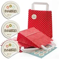 Logbuch-Verlag Aufkleber 24 kleine rote Papiertüten Geschenk-Tüte Geschenk-Säckchen 18 x 8 x 22