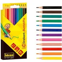 Idena Buntstift Idena 20133 - Buntstifte in 12 Farben, holzfreie Farbstifte in ergonom