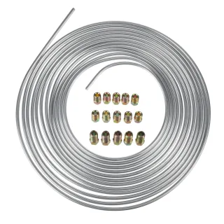 25Ft Coil Roll of 3/16"OD Steel Zinc Brake Line Fuel Tubing Kit with 15 Fittings Replacement Accessories