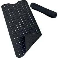 relaxdays Duschmatte Badewannenmatte XXL, Höhe 7 mm, Kunststoff, rechteckig, schwarz
