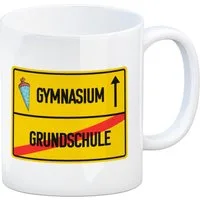 speecheese Tasse Gymnasium Ortsschild Kaffeebecher zur Einschulung