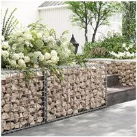 SONGMICS Hochbeet Gabionenkorb, 100 x 50 x 50 cm, Steingabione Mauer, silber (5 St), Metall-Steinkorb mit 5 x 10 cm Maschenweite für Mauersteine, verzinkt