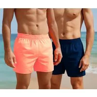 Cocain underwear Badeshorts 2 Stück lange Herren Badehosen Badeshorts Mesh Innenslip orange blau Seitentaschen - breiter Bund mit Kordel innenliegend