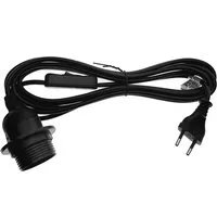 TRANGO Pendelleuchte, 1011-500B Lampenfassung mit ON/OFF Schalter - E27 Fassung schwarz mit 5m Netzkabel Schraubring I Schalter, Lampenaufhängung, Pendelleuchte, Hängeleuchte