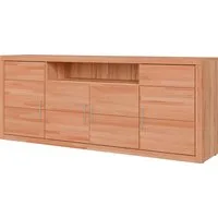 OTTO home Sideboard Logo,200cm breit,42 cm tief,Fronten Massivholz,11 Fächer, Kernbuche massiv, Holzwerkstoff, 4Türen,11 Fächer,Böden versetzbar