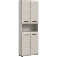 welltime Stauraumschrank FLORENZ, Höhe 185 cm, 4 oder 6 Türen, viel Stauraum (1-St., TOPSELLER) hochwertige MDF Front, Griff schwarz, Badschrank, Bad