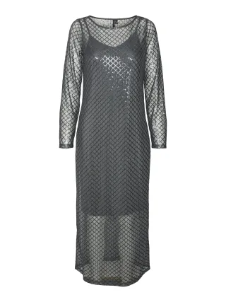 VERO MODA - VMSAFINA LS BOATNECK 7/8 DRESS JRS asphalt - Gr. - S