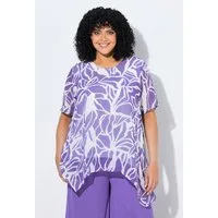Ulla Popken Tunika Chiffon-Bluse Rückenschlitz Rundhals Halbarm