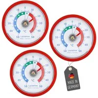Lantelme Kühlschrankthermometer 3 Stück Selbstklebend Gefrierschrank Kühltheke Kühlschrank Thermometer, 3-tlg., 3 Stück im Set, Farbauswahl, Klebepads anbei, Deutsche Herstellung, Temperaturanzeige + - 50°C Analog