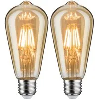 Paulmann LED-Leuchtmittel Bundle ST64 gold 2x 6,5 W, E27, 2 St., Extra-Warmweiß
