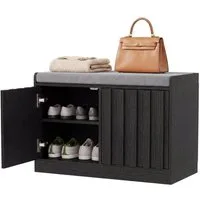 UEV Schuhschrank Sitzbank mit Klappe Holz (Modern Sitzbank im Flur, 66x32x44cm) Schuhschrank für Wohnzimmer Schlafzimmer Flur